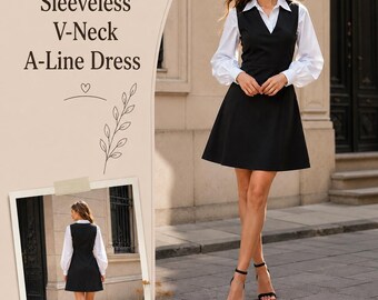 Patrones de vestidos ajustados, patrón de costura para vestido sin mangas con escote en V y corte en A, tallas de EE. UU. 2-30