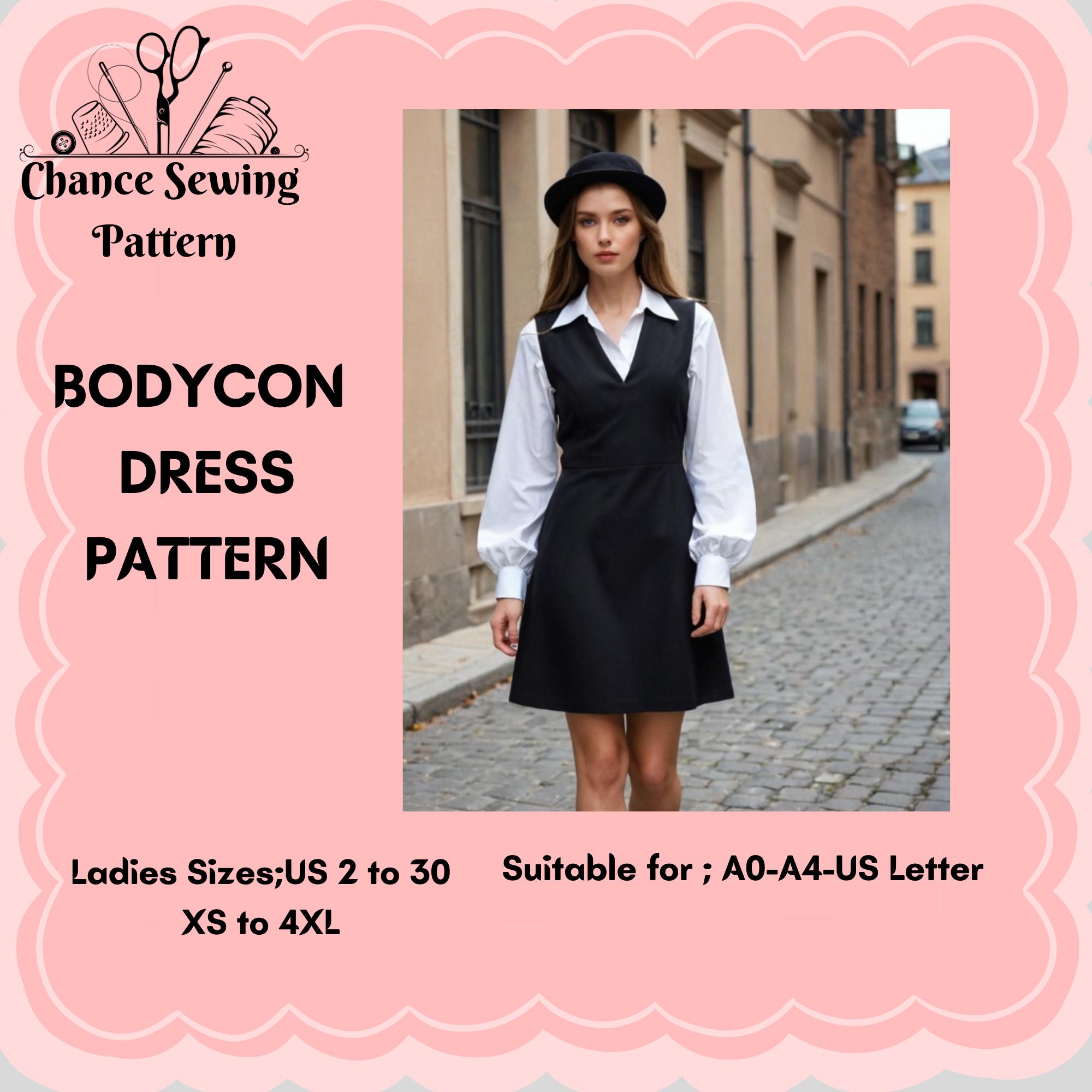 a line v neck dress pattern Sleeveless V-neck A-line Dress Sewing Pattern (PDF)