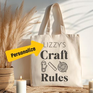 Personalized Crochet Yarn Lover Tote Bag, Craft Rules, Yarn Funny Crocheting Canvas Bag, Gift For Crocheter Aesthetic design