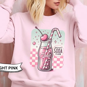 Sweetheart Soda Club Sweatshirt, mädchenhaft kokett ästhetische Retro Vintage Shirt, Social Club lange Ärmel