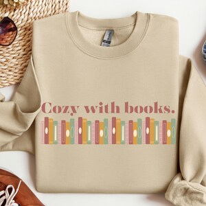 Cozy with Books Bookshelf Sweatshirt - Gift for Book Lovers, Time to Read Shirt, Avid readers, Literary fan statement top, reading club