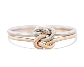 Double love knot ring ideal as a promise ring for her in sold gold - 14k gold jewelry rings for her perfect for engagement - Unique gifts