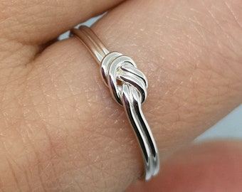 Double lovers knot ring best alternative wedding rings - Sterling silver jewelry for women - Infinity know ring unique promise rings for her