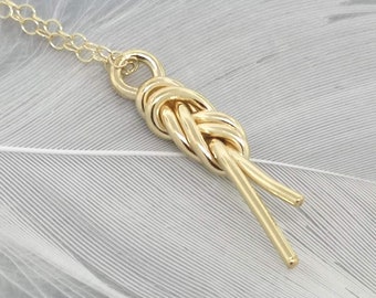 Figure eight knot necklace made from 14k yellow gold filled - Rock climbing necklace best graduation gifts for her -  Figure 8 knot pendant