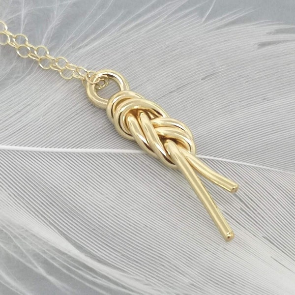 Figure eight knot necklace made from 14k yellow gold filled - Rock climbing necklace best graduation gifts for her -  Figure 8 knot pendant