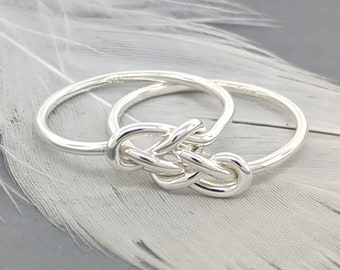 Sterling silver jewelry ring - Double love knot ring ideal engagement rings or alternative wedding rings - Figure 8 knot promise ring