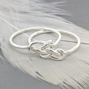 Elegant Sterling Silver Double Love Knot Ring - Unique Engagement, Wedding, Promise & Anniversary Gift