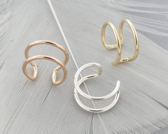 Ear cuff double no piercing available in 14k gold filled or sterling silver jewelry - Faux ear cuff gift - Helix wrap statement earring