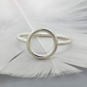 Purity open circle ring in sterling silver Karma ring unique gifts for mom Dainty commitment rings for women ideal prom jewelry image 1