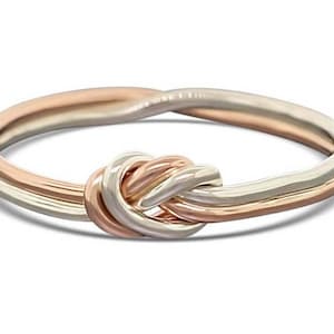 Alternative infinity engagement rings in solid 14k gold and sterling silver - Love knot ring two strand ideal as a promise ring for her