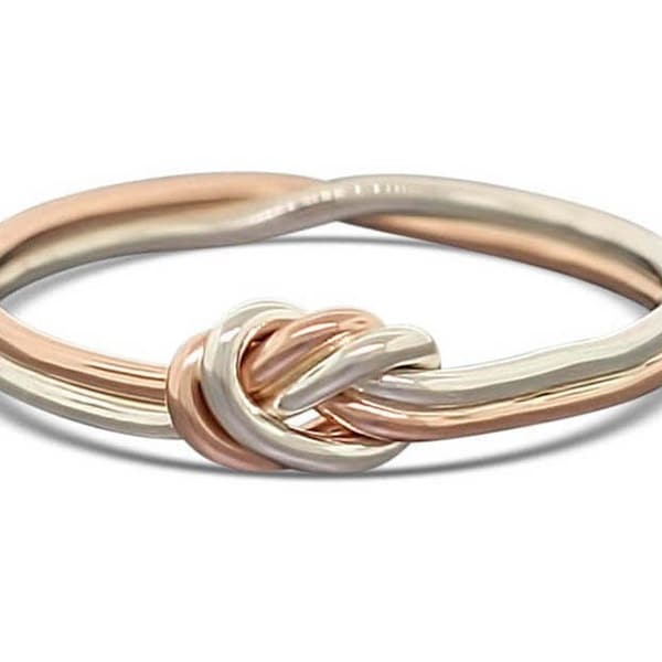 Alternative infinity engagement rings in solid 14k gold and sterling silver - Love knot ring two strand ideal as a promise ring for her
