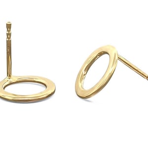 Elegant 14k Gold Open Circle Karma Studs - Minimalist Statement Jewelry Gift for Women