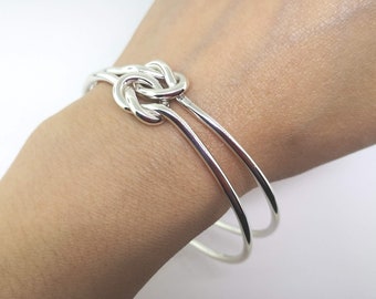Love knot bracelet best Mothers Day gift for her - Sterling silver jewelry gift for mom -  Infinity Celtic knot bangle ideal wife gift
