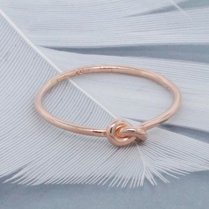 14k Gold Forget Me Not Promise Ring - Petite Love Knot Wedding Band for Women