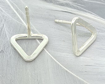 Element Earrings, Triangle Studs Pair, Silver Earrings Studs / WATER Element / Gift For Her, Statement Earrings, Element Jewelry, Geometric