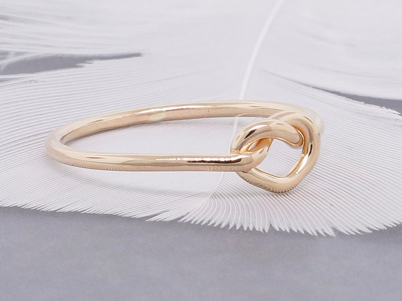 Simple Heart Knot Promise Ring for Her Knuckle or Midi Ring Etsy