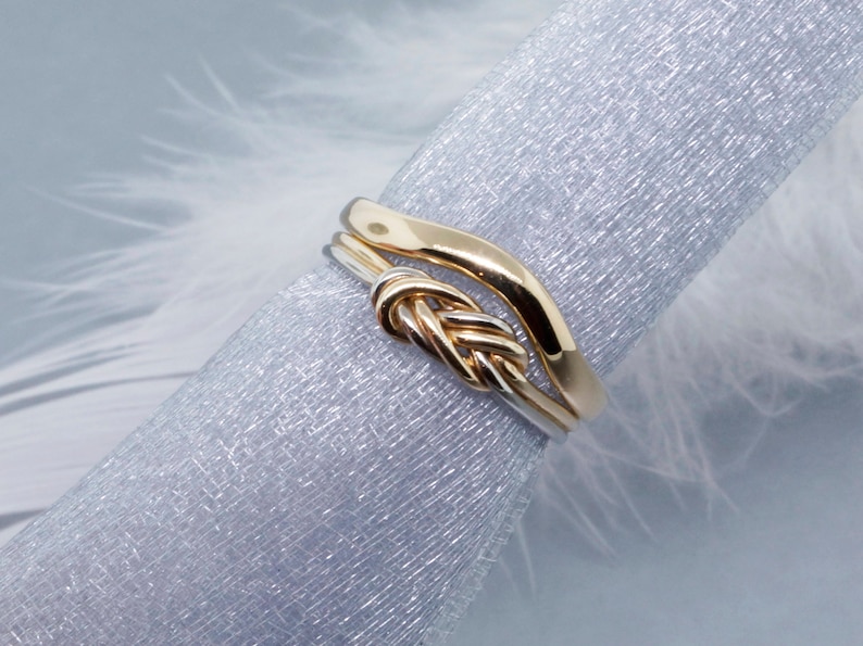 Gold and Silver Engagement Ring Climbing Knot Celtic Ring Etsy