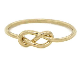 Solid 14k gold figure 8 knot ring simple engagement ring - Infinity knot ring in solid gold ideal as a promise ring - bridal jewelry