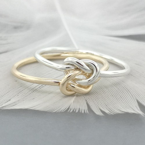 Two-tone Love Knot Ring: 14k Gold Filled & Sterling Silver  display picture 1