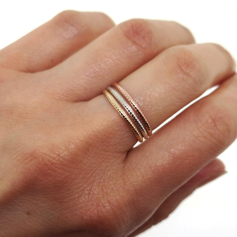 Dainty stacking ring in sterling silver or gold filled delicate knuckle or midi ring with small dots