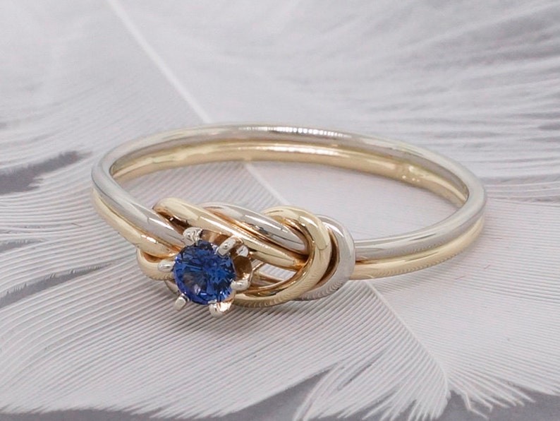 Gold Rock Climbing Knot Ring with Blue Sapphire alternative Etsy