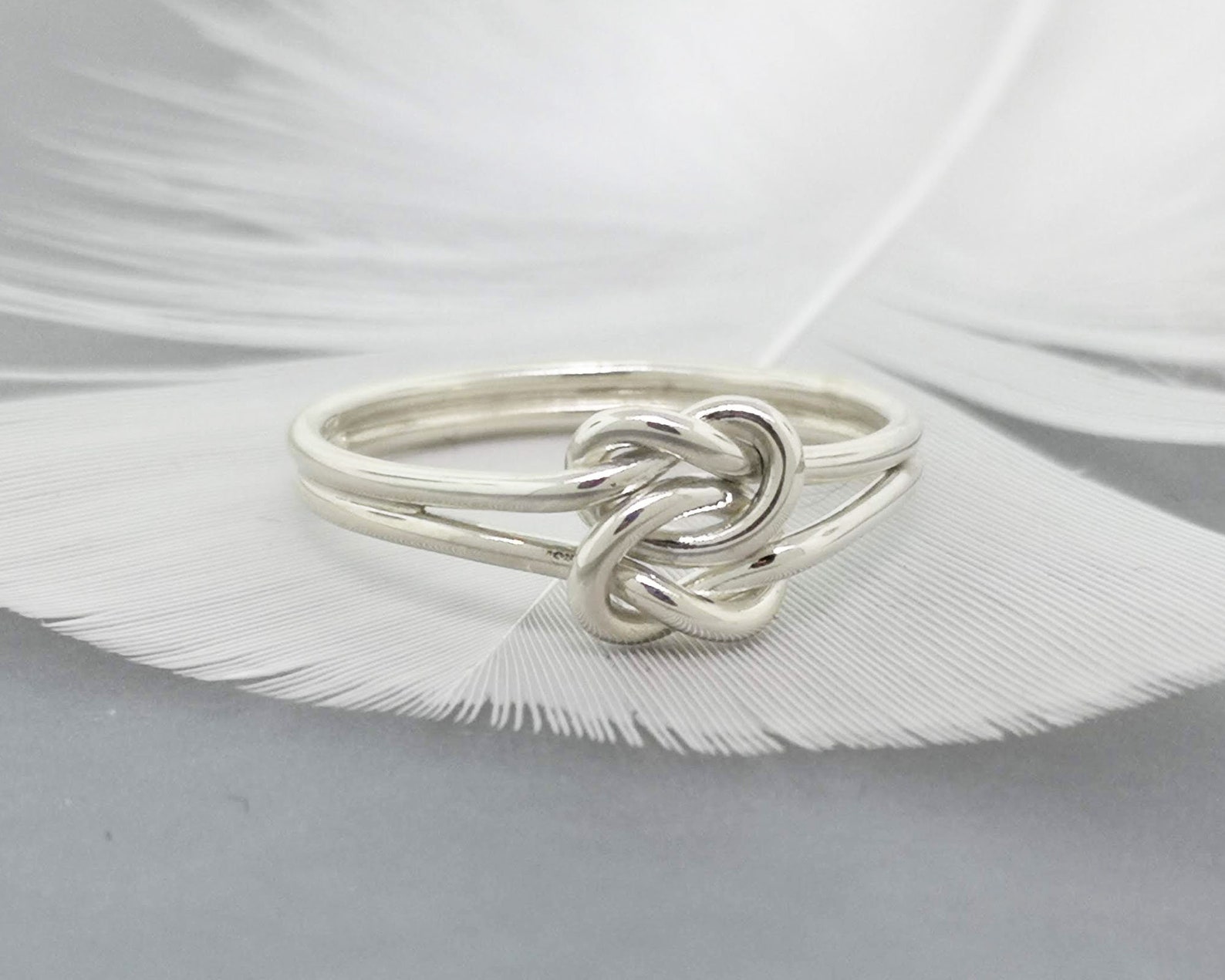 Silver double love knot promise ring for her infinity celtic Etsy