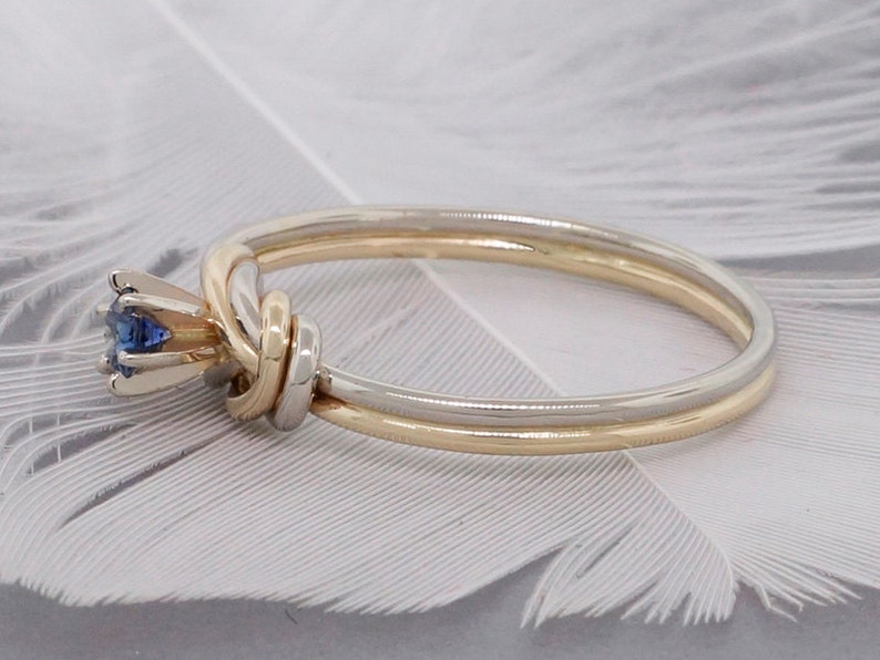 Gold Rock Climbing Knot Ring with Blue Sapphire alternative Etsy