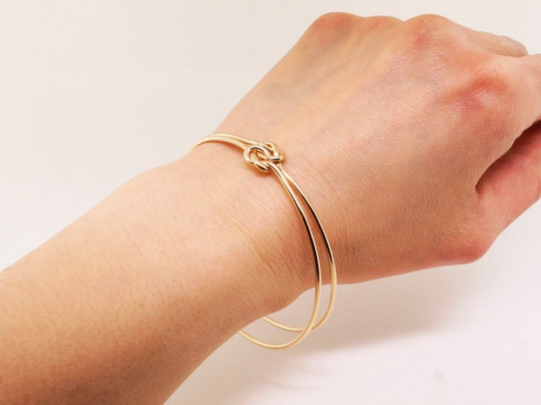 ブレスレット STONEHENgE Love Knot 14K cubic bangle bracelet 14K Solid Two Tone Gold Love Knot Bangle Bracelet | eBay