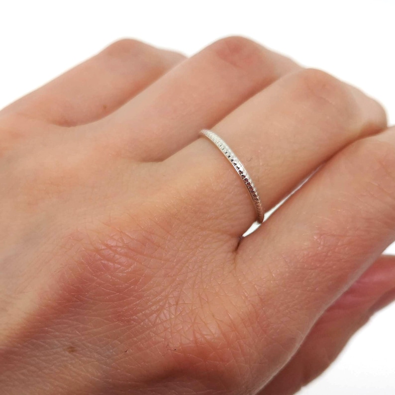 Dainty stacking ring in sterling silver or gold filled delicate knuckle or midi ring with small dots