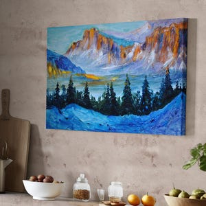 Mountain Forest Landscape Wall Painting, Nature Canvas Art, Landscape Wall Canvas Table, Nature Canvas Decor, Nature Canvas Print