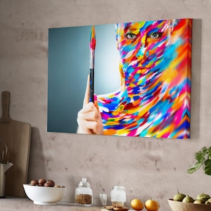 Artistic Woman Decorative Canvas Wall Art, Large Wall Art, Housewarming Gifts, Abstract Modern Wall Decor, Abstract Canvas Print