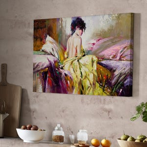 Lonely Woman Pastel Look Decorative Canvas Wall Art, Nü Modern Wall Decor, Nü Canvas Wall Art, Nü Canvas Print, Housewarming Gifts