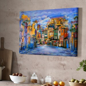 Cloudy Courtyard Oil-Painting Decorative Canvas Wall Painting, Housewarming Gift Framed Canvas Wall Art, Gift for Home Decor