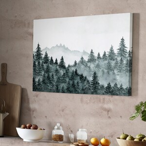 Watercolor Forest Landscape Decorative Canvas Wall Art, Nature Canvas Wall Decor, Landscape Wall Canvas Table, Nature Wall Decor