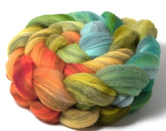 Hand Painted Merino Humbug Roving (4oz) | Combed Top for Spinning and Felting
