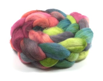 Hand Painted Blue Faced Leicester Roving (4oz) | Combed Top for Spinning and Felting