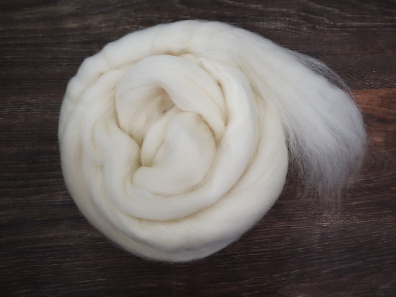 Blue Face Leicester BFL Wool Roving Combed Top Undyed Spinning or Felting Fiber 4oz image 1