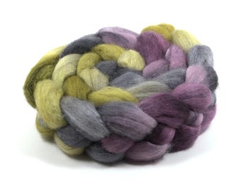 Hand Painted 75/25 BFL Tussah Silk Roving (4oz) | Combed Top for Spinning and Felting