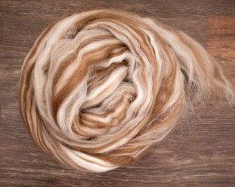 Shetland Wool - Natural Humbug - Undyed (4oz) | Combed Top / Roving for Spinning and Felting