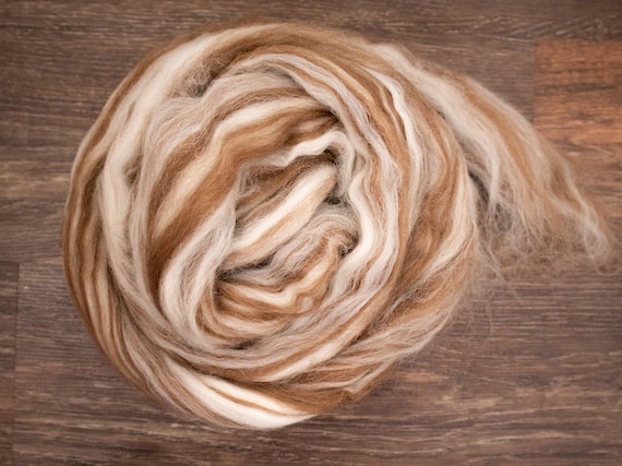 Shetland Wool - Natural Humbug - Undyed (4oz) | Combed Top / Roving for Spinning and Felting