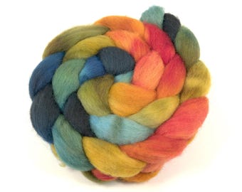 Hand Painted Blue Faced Leicester Roving (4oz) | Combed Top for Spinning and Felting