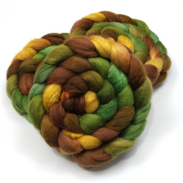 Camel/ Merino Wool/ Cultivated Silk Roving (40/40/20) - Handpainted Spinning Fiber