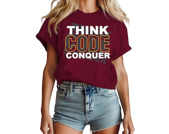 Think Code Conquer T-Shirt, Programmer Coder Gift