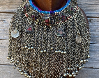 Unique Vintage Ethnic Tribal Belly Dance Kuchi Choker Bib Necklace