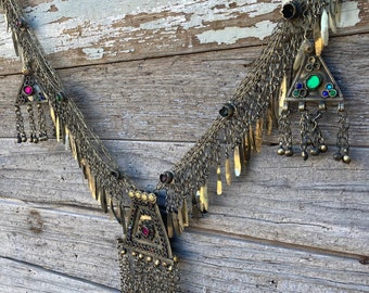 Tribal Belly Dance Jewel and Metal Fringe Belt, Necklace or Swag