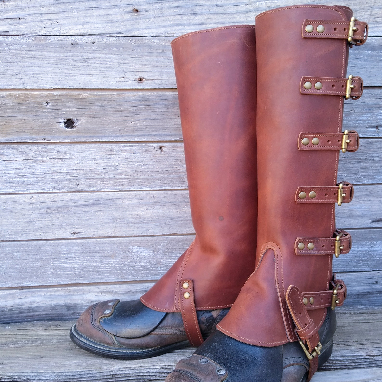 Tallest Swiss Military Style Gaiters or Spats in Brown Leather Etsy