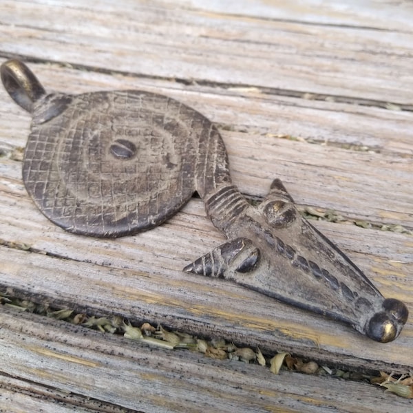 Lobi Bronze Amulet Horned Snake Serpent Burkina Faso West African Pendant