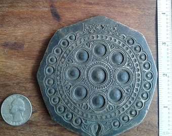 Vintage Bronze Detailed Tribal Large Medallion Design Jeweler Jewelry Pendant Stamp Die Mold