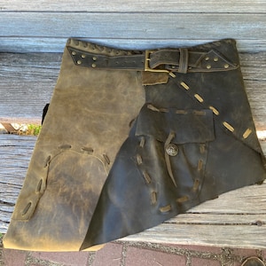 Primitive Tribal Desert Sand and Olive Leather Wide Belt Antiqued Brass Hardware