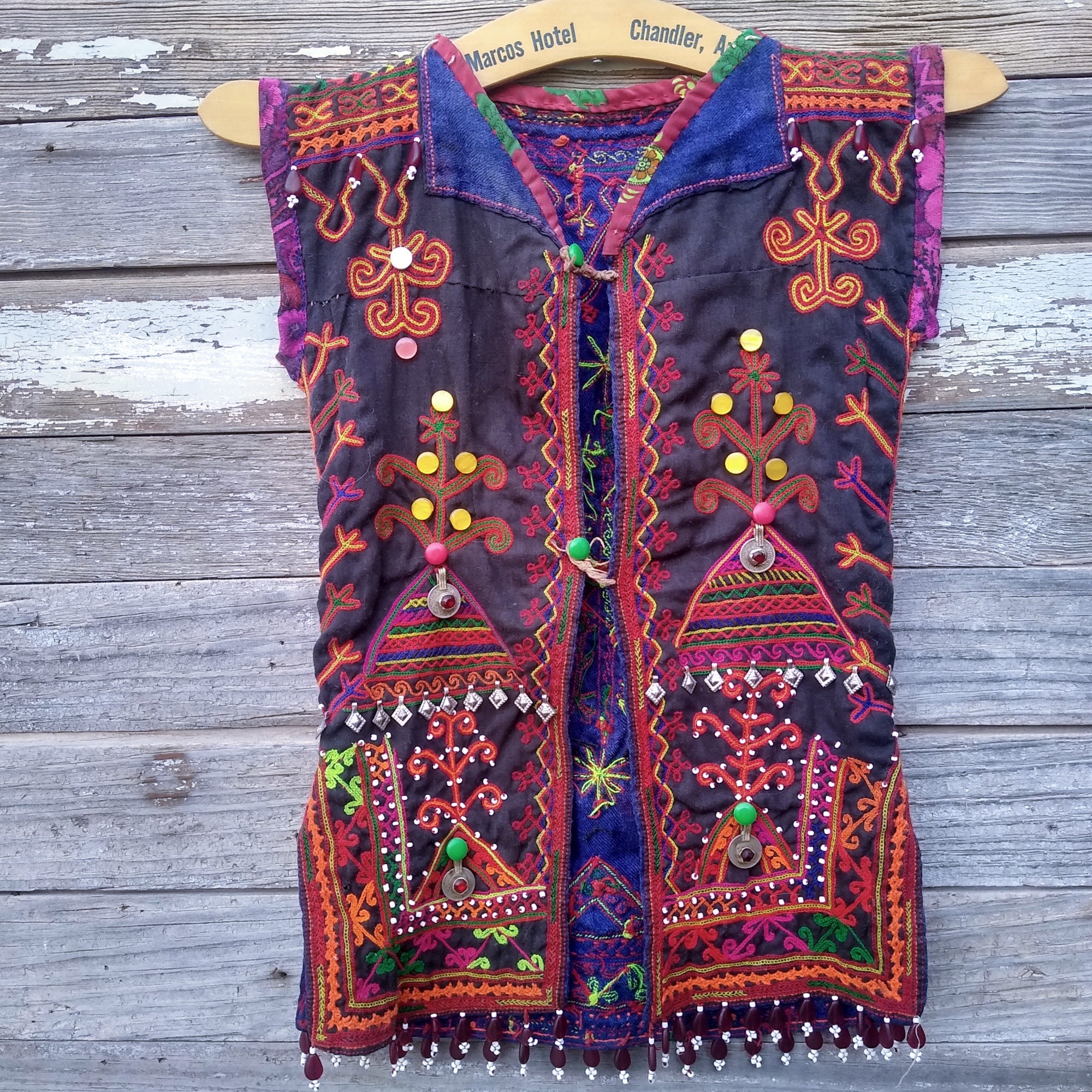 Vintage Handmade traditional Beaded Embroidered Indus Kohistani Child's Vest
